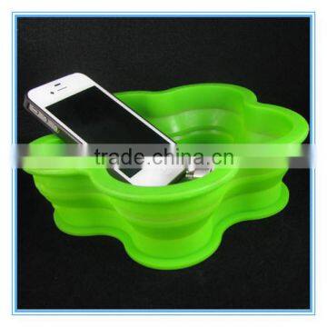 green flower shape collapsible car used silicone basket storage