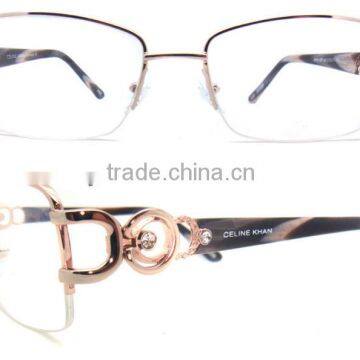 2013 nice design lady metal optical frame,stone eyewear glasses