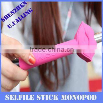 New Arrical Flexible Extendable Selfie Stick Kiss Style Monopod With Cable No Need Bluetooth photo-3