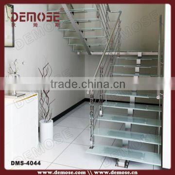 u shaped small space stairs with laminated glass step