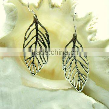 Oxidized Leaf Filigree Designer Sterling Silver Earring Jewelry, Oxidized 925 Sterling Silver Jewelry photo-2