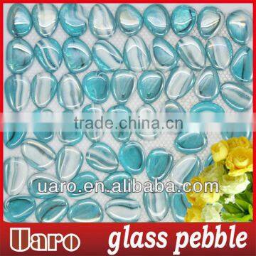 Mixed color decorative pebble interlock glass mosaic tile