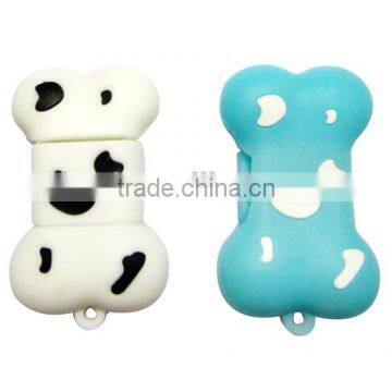 well design durable black and white spot lovely bone shape silicone usb custom