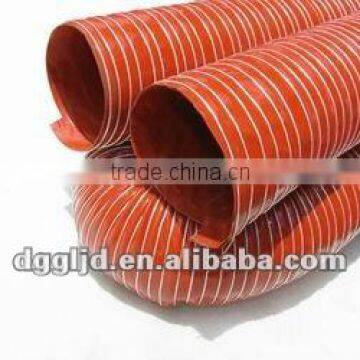 Red silicone coated fiberglass fabric air duct hose