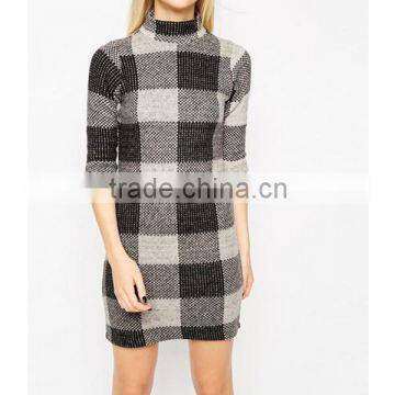 newest womens pullover knitting plaid pattern sweater , Long Sleeve Pullover Sweaters dress wholesale