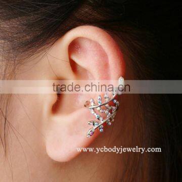 Branch leaf paved rainbow gems ear cuff wholesale