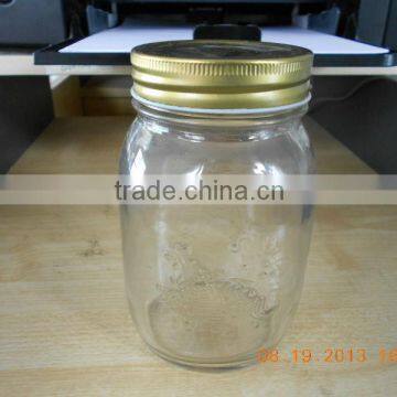 Custom Embossed Glass Storage Jars Glass Mason Jar for Storage