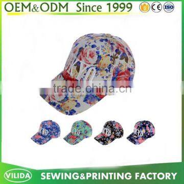 OEM shivering flower full print sublimation baseball cap and hats for women