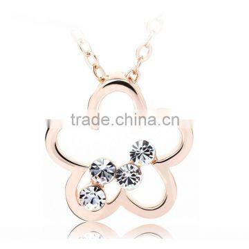 2015 OUXI fashion flower necklace for best friends 10077 oro popular