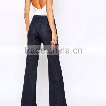 Daijun Oem High Quality Fit Deep Blue Crepe Girl Half Pants and Fashion High School Girls in Trousers