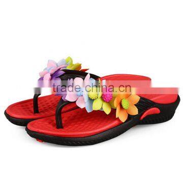 Women's Beach Wedges Platform Massage Thong Slippers Big Flower Decor Flip Flops Sandals