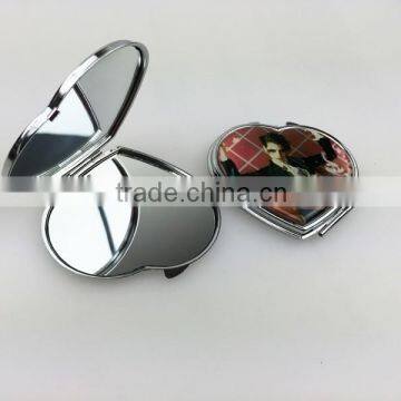 Hot sale epoxy sticker metal heart shape purse mirror