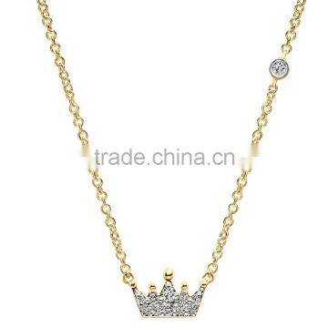 Real gold royal crown popular style diamond necklace