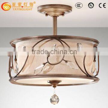 Vintage wrought iron living room bedroom chandelier ceiling lamp crystal lamp round the restaurant