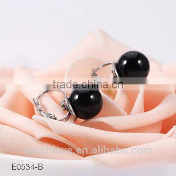 E0534-B-TLM Wholesale Stud Earring, Fashion Black Pearl Earring For Party