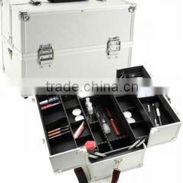 Silver Aluminum Makeup Train Case w/ Dividers