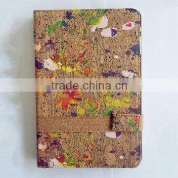 Novelty Custom 360 Degree Rotating Reall Wood Surface Cork Leather Case for iPad Mini