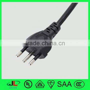 Brazil certificated copper wire with 3 pin electrical plug, 16A ac power plug