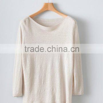 15JWL0226 woman linen loose design pullover
