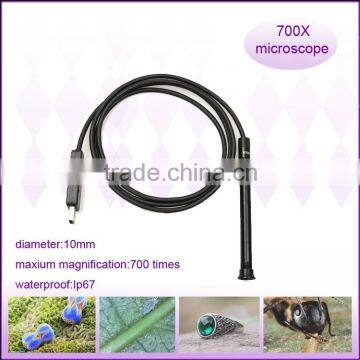 mini portable dia 10mm zoom lens waterproof handheld usb digital microscope with 4 led