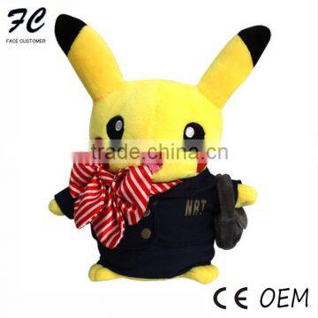 Pokemon pikachu plush toy with stewardess uniforms made in china