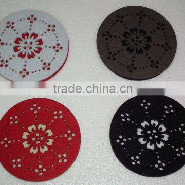 Christmas round shape qaulity double layers felt hot cup coaster coffee promotion drinker pas gifts