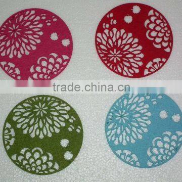 Christmas round shape qaulity felt hot cup coaster coffee promotion drinker pas gifts