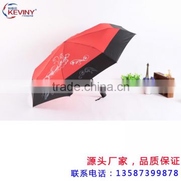 auto open and close sun andd rain umbrella black coated with UV protect 3 folding umbrella made by chinese umbrella manufacturer