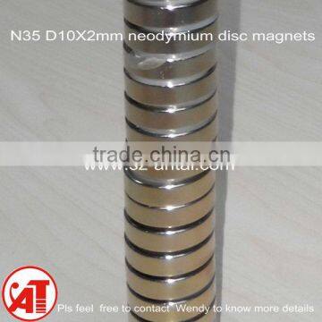 rare earth neodymium magnet cylinder N35 D10X2mm