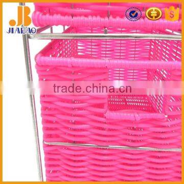 Plastic Rattan Pink Storage Cabinet