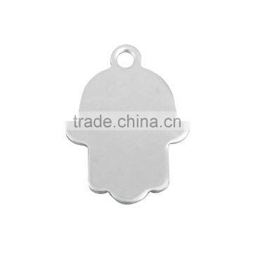 Stainless Steel Hamsa Hand Shape Blank Dog Tag Pendant Silver Color