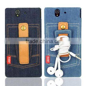 Denim Cases with earphone holder for xperia z