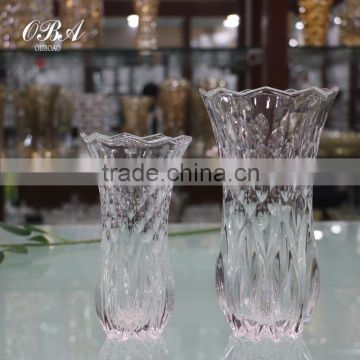 Modern Machine Made Glass Vase/Clear Glass Flower Vase/Delicate Machine Pressed Clear Glass Flower Vase With Rain Point Pattern