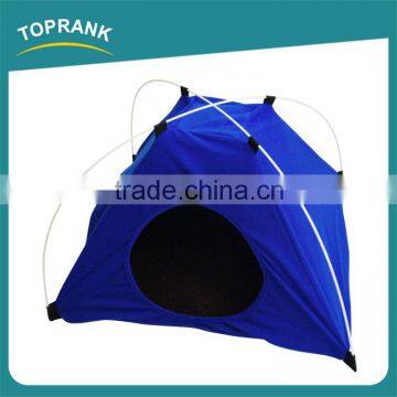 High quality blue portable folding indoor plush pet bed tent for dog