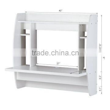 Space Savings Wooden Simple Computer Desk On The Wall photo-4
