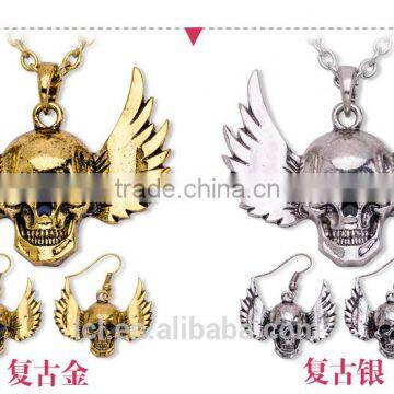 Hiphop Imitation Jewelry Halloween Punk Skull Pendant Earrings With Wings Yiwu Factory Fashion Imitation Jewelry EAR1129