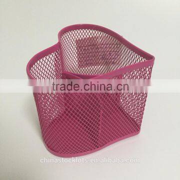 2016 Factory Best Selling Promotional Gifts Office and School Desk Organizer Metal Mesh Pen Holder Heart Shpe