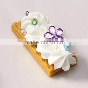 Yummy squishy biscuit with ice cream fake food key chain charm for gifts