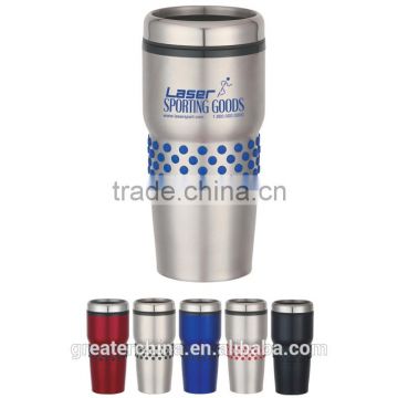 16 oz Stainless Steel Tumbler With Dotted Rubber Grip