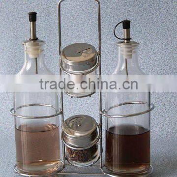 Clear glass CRUTE jar set with metal rack