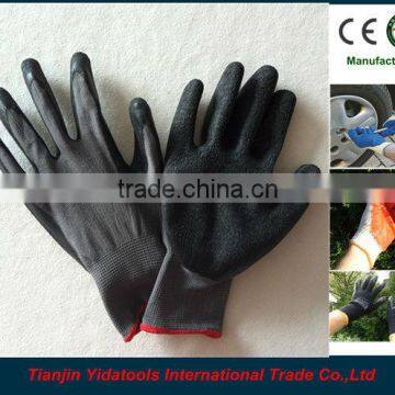 nylon lined black latex palm gloves