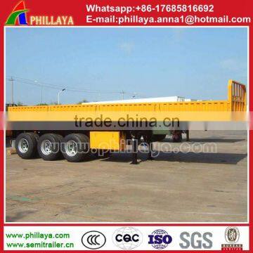 Heavy Duty Tri Axle Flatbed Side Wall Open Cargo Semi Truck Trailer for Sale Draw Bar Trailer photo-5
