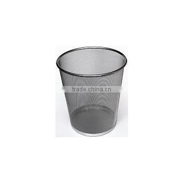 Store More Round Metal Mesh Wastebasket Black