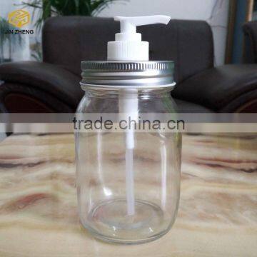 17oz Salad Dressing Ketchup Jam Food Storage Glass Jar Mason With 5cc Clogged Pump Dispenser photo-2
