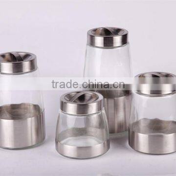 glass storage jar set with handle cover