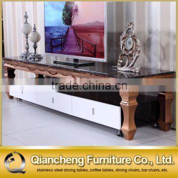 Golden tv Stand Design With Manmade Stone Top photo-2