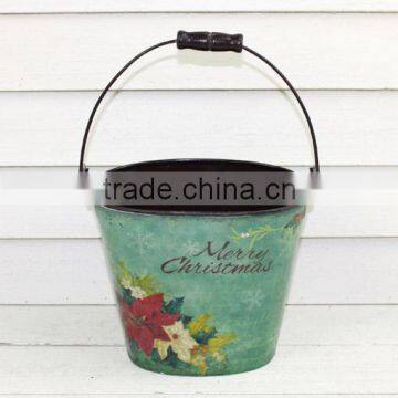 2015 new design paper decal metal Xmas bucket wholesale