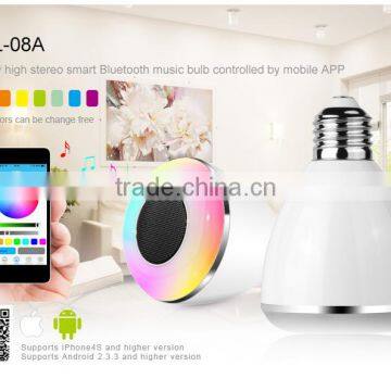 2017 trending products e27 wireless bluetooth led light bulb speaker with app control