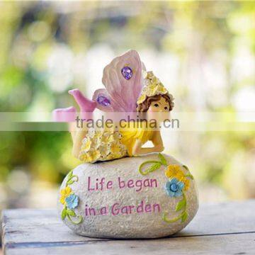 Small Garden Stone Outdoor Fairy Statues Pink Fairy Figurines for Sale photo-3