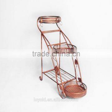 New Design Iron Home Garden Flower Pot Stand Decorate Vintage Bronze Style Shelf Holder 3 Plant Pot Stand photo-3
